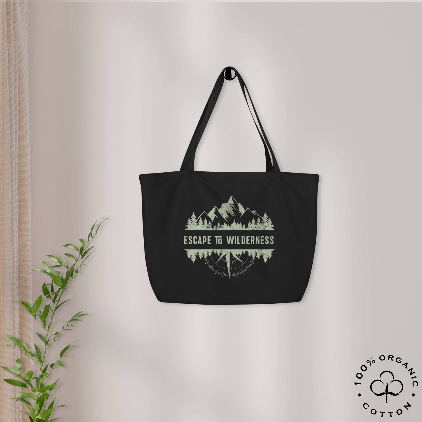 ESCAPE TO WILDERNESS Large Organic Cotton Tote Bag