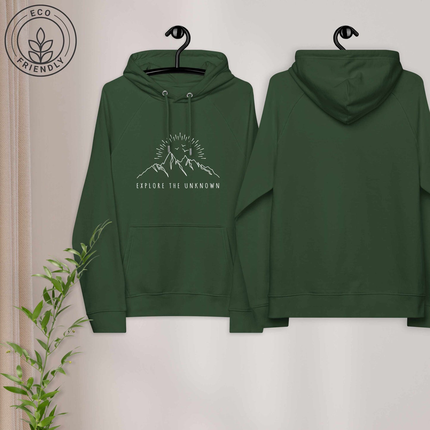 EXPLORE THE UNKNOWN Unisex Eco Hoodie
