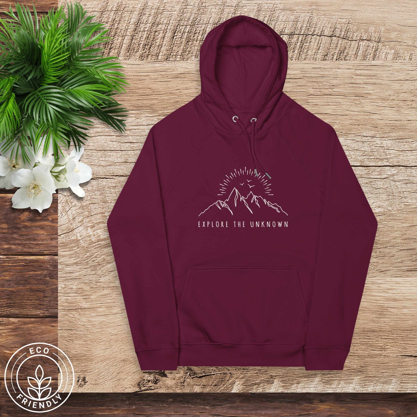 EXPLORE THE UNKNOWN Unisex Eco Hoodie