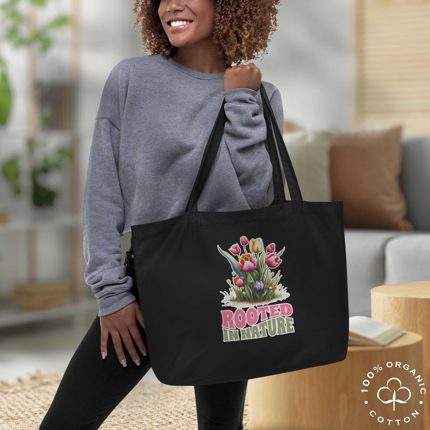 ROOTED IN NATURE Large Organic Tote Bag
