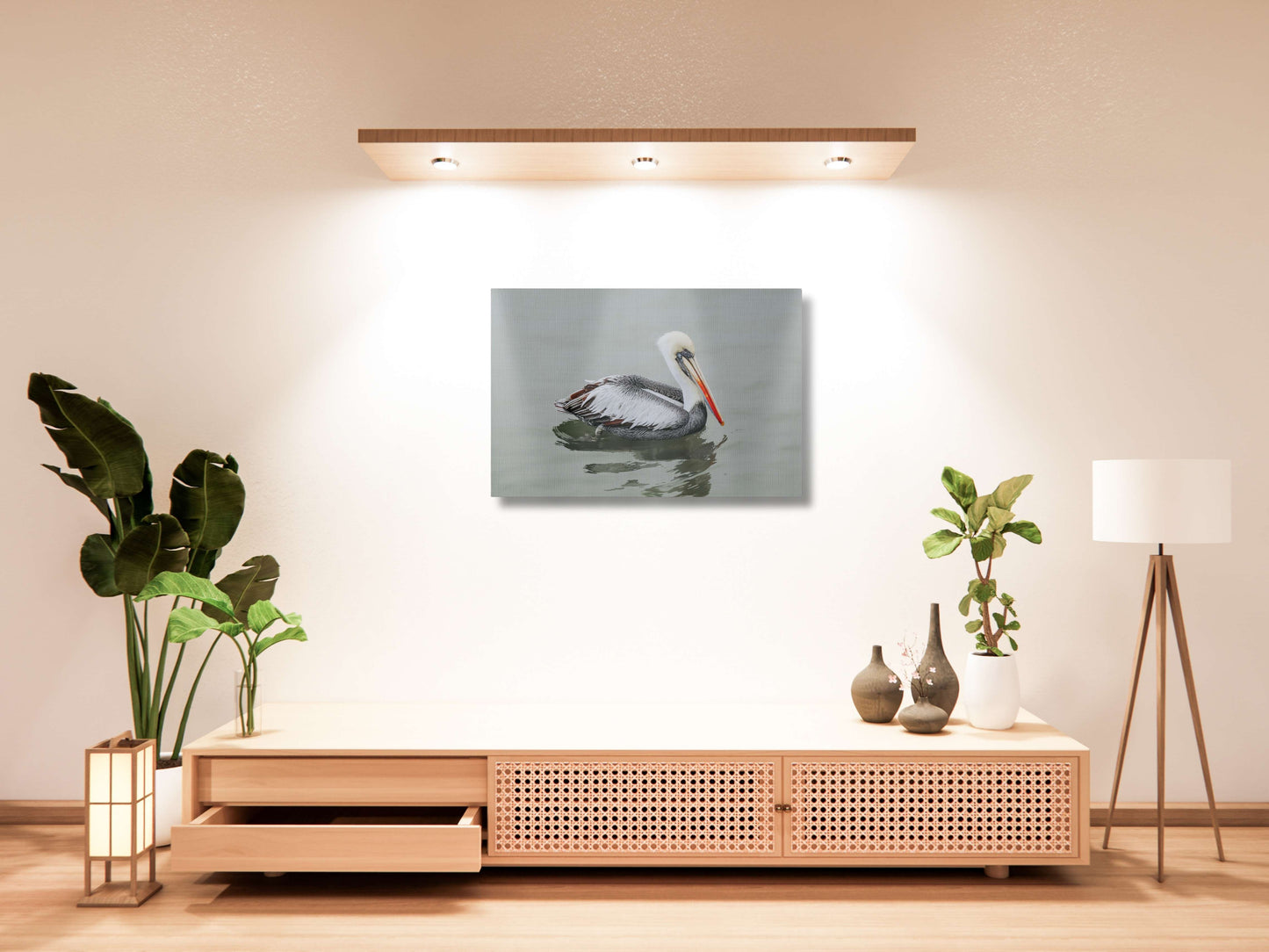 Pelican STILL WATER, WILD SOUL Photo Canvas Print