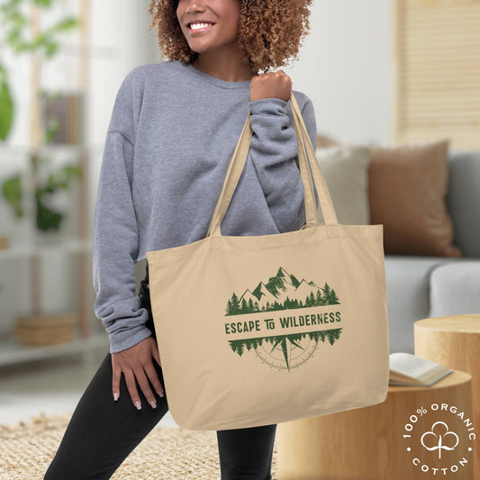 ESCAPE TO WILDERNESS Large Organic Cotton Tote Bag