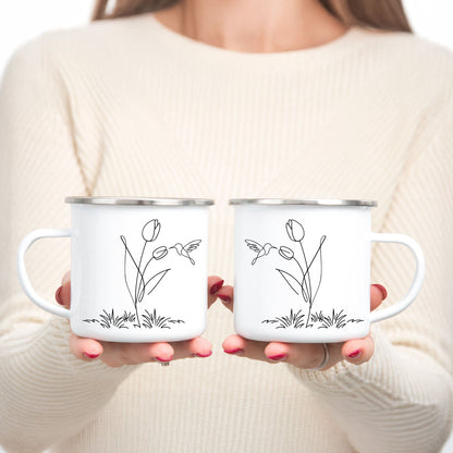 Fresh Feeling Enamel Mug - Tulip and Hummingbird