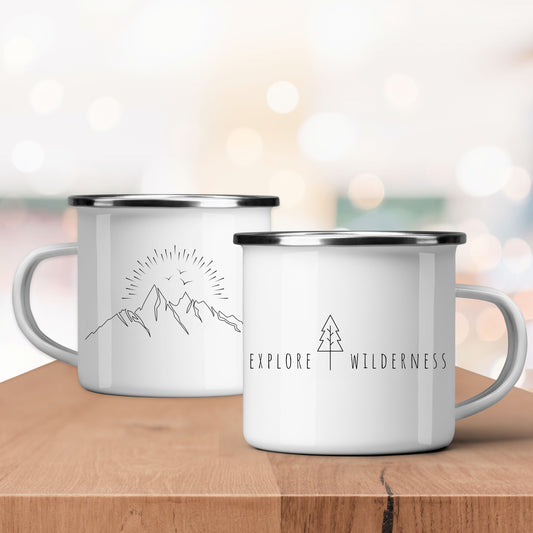 Explore Wilderness Enamel Mug - Mountain Adventure