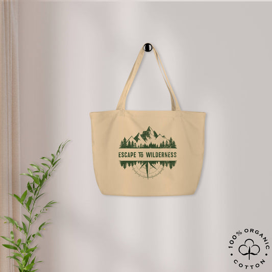 ESCAPE TO WILDERNESS Large Organic Cotton Tote Bag
