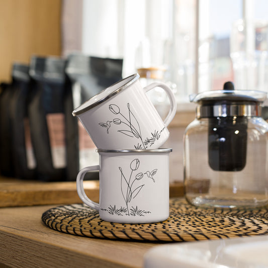 Fresh Feeling Enamel Mug - Tulip and Hummingbird