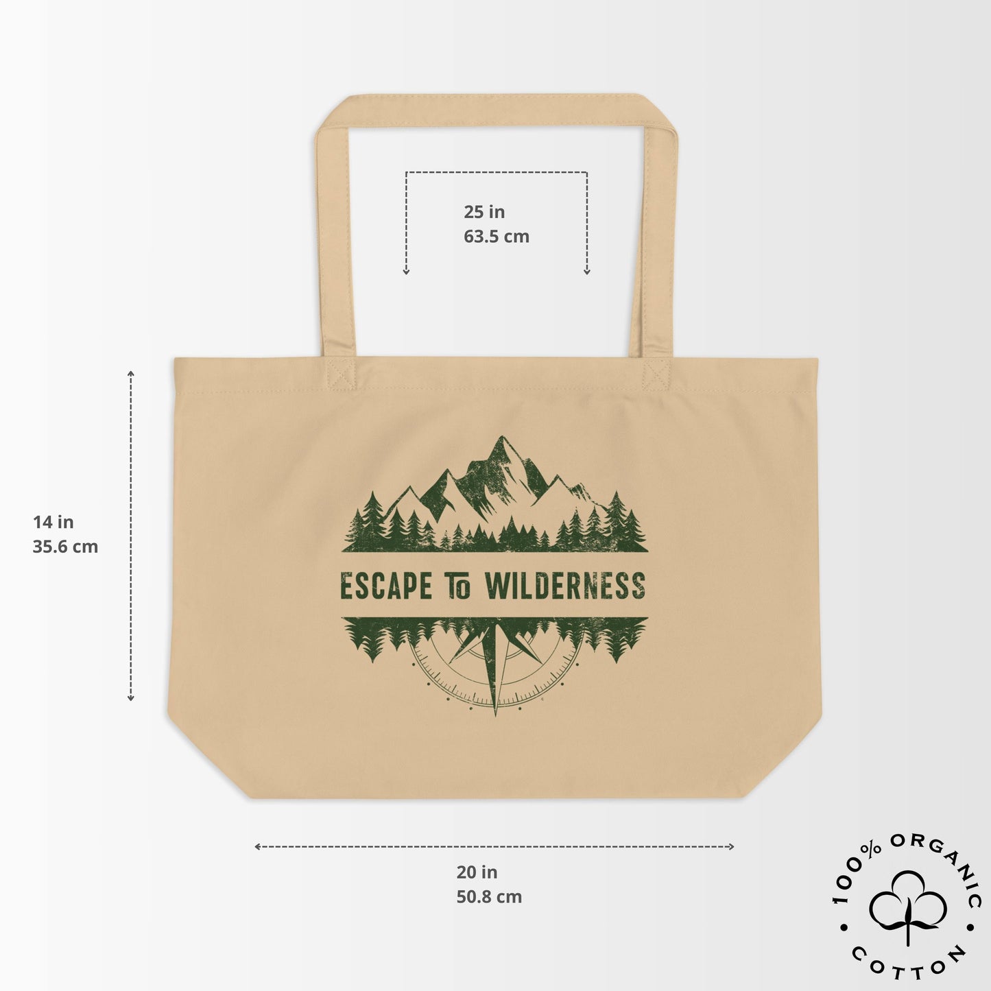 ESCAPE TO WILDERNESS Large Organic Cotton Tote Bag