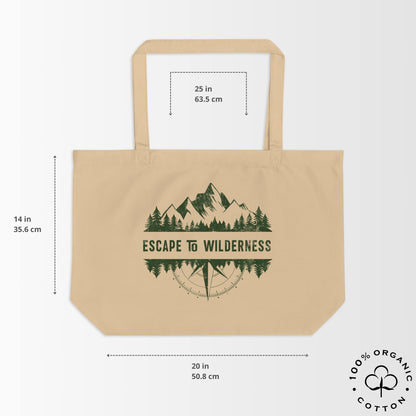 ESCAPE TO WILDERNESS Large Organic Cotton Tote Bag