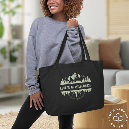 ESCAPE TO WILDERNESS Large Organic Cotton Tote Bag