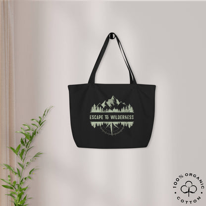 ESCAPE TO WILDERNESS Large Organic Cotton Tote Bag