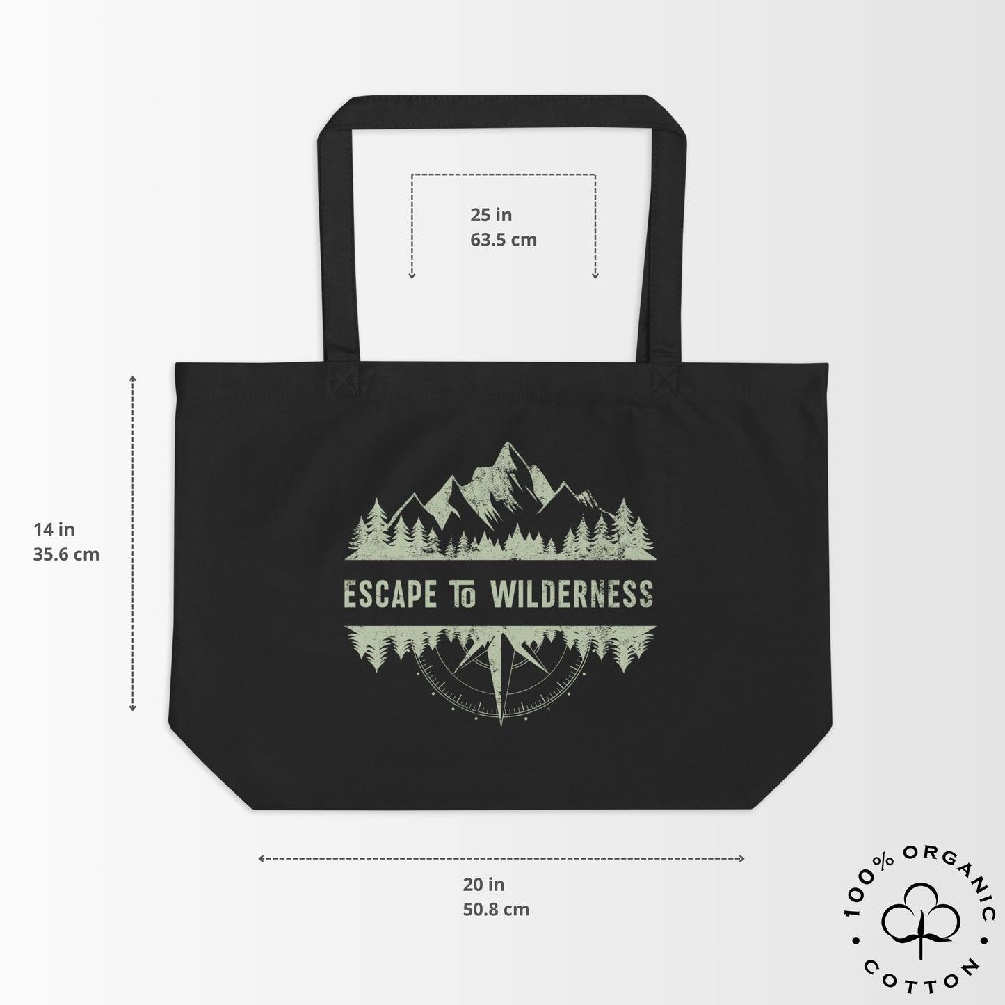 ESCAPE TO WILDERNESS Large Organic Cotton Tote Bag