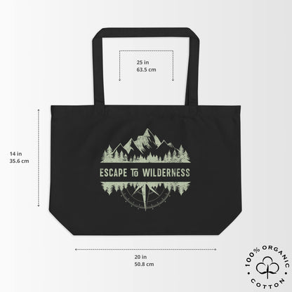 ESCAPE TO WILDERNESS Large Organic Cotton Tote Bag