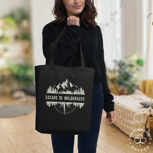 ESCAPE TO WILDERNESS Organic Cotton Medium Tote Bag