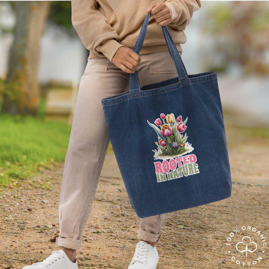 ROOTED IN NATURE Organic Denim Tote Bag