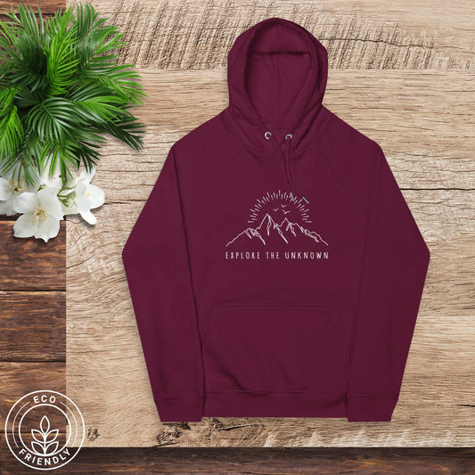 EXPLORE THE UNKNOWN Unisex Eco Hoodie
