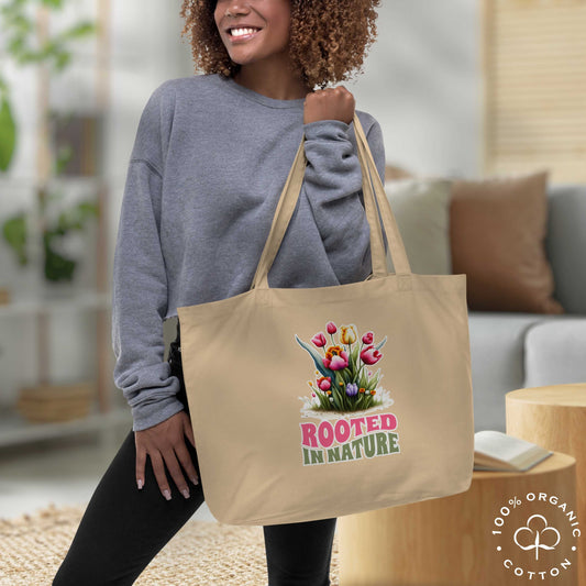 ROOTED IN NATURE Large Organic Tote Bag
